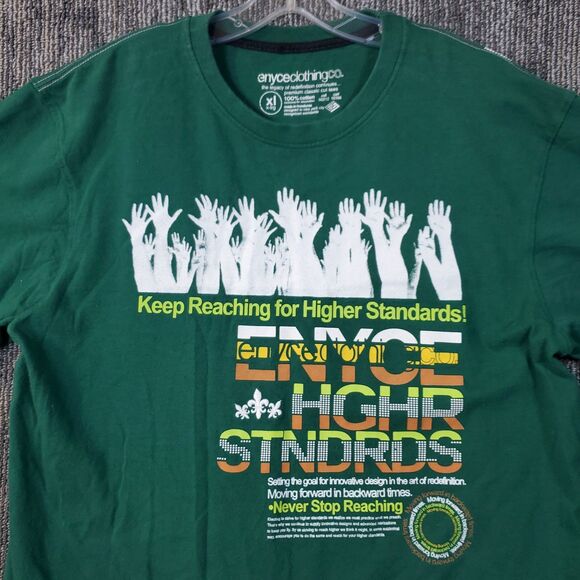 Vintage Enyce Clothing Company - Y2K Graphic Tee - Patches - Green - Mens XL - Picture 2 of 13